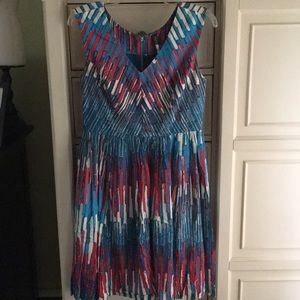 Printed dress with full skirt and double lining